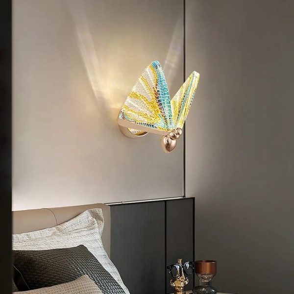 Led Acrylic Multi Color Butterfly Wall Light Bedside Sconce Lamp Lighting Nightlight Gold