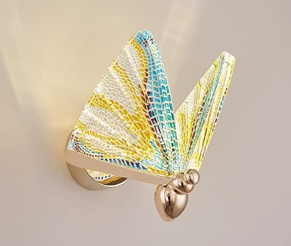 Led Acrylic Multi Color Butterfly Wall Light Bedside Sconce Lamp Lighting Nightlight Gold