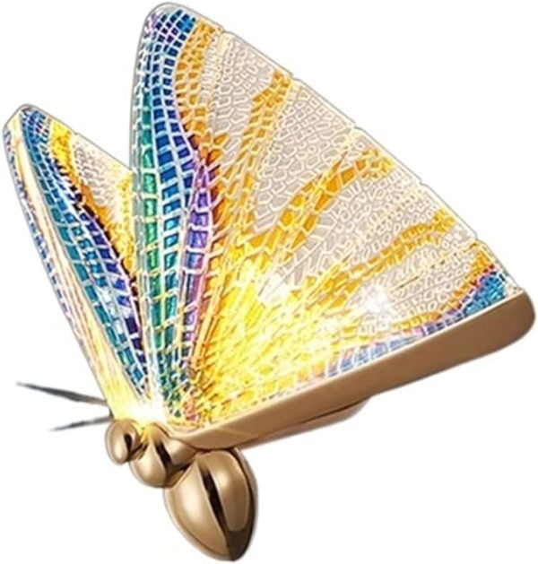 Led Acrylic Multi Color Butterfly Wall Light Bedside Sconce Lamp Lighting Nightlight Gold