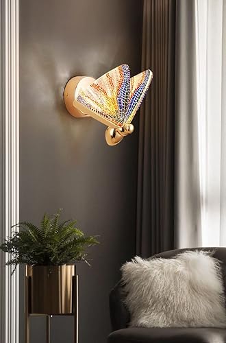 Led Acrylic Multi Color Butterfly Wall Light Bedside Sconce Lamp Lighting Nightlight Gold