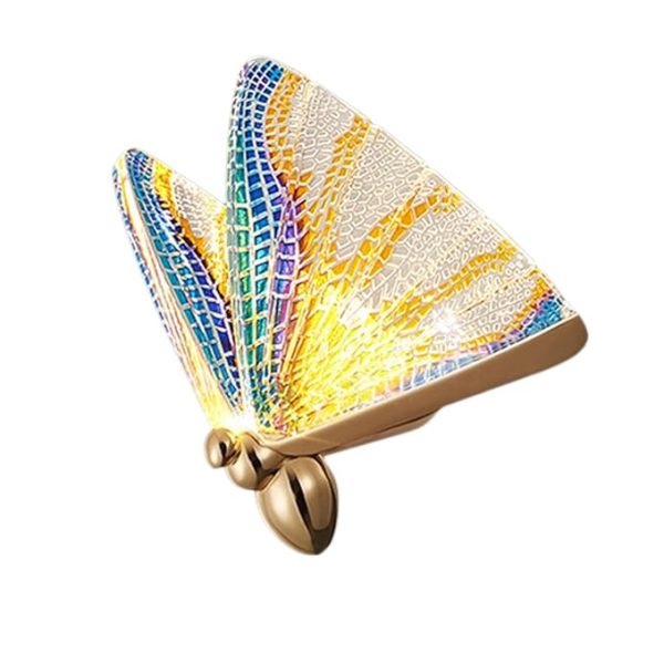 Led Acrylic Multi Color Butterfly Wall Light Bedside Sconce Lamp Lighting Nightlight Gold